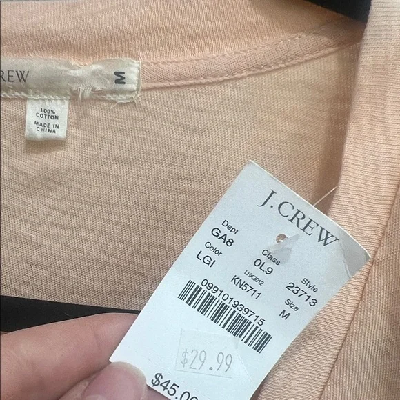 J. Crew Peach V-Neck Tee with Red Floral Accents NWT - Picture 3 of 7